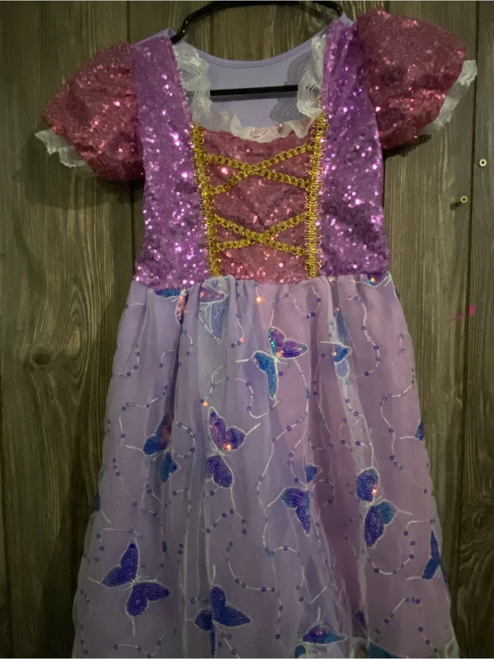 Rapunzel Inspired Butterfly Sequin Kids Costume Dress